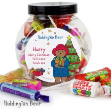 Personalised Paddington Bear Christmas 250g Sweets Jar